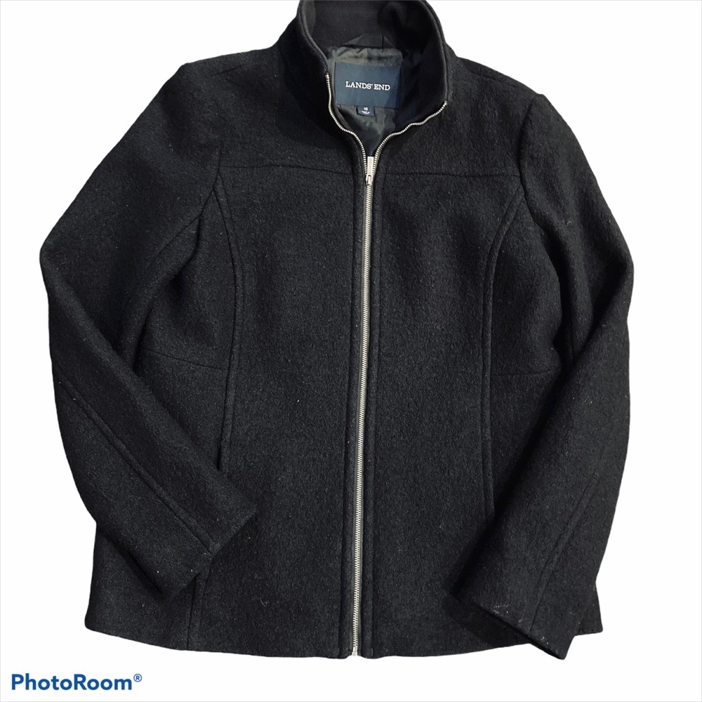 Lands' End Size 10 Black Wool Blend Jacket